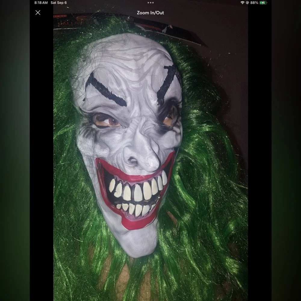 Clown Mask with Hair Costume Party Cosplay Jokester Clown NWOT Costume Mask